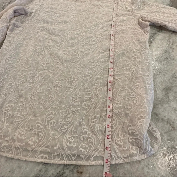 LOFT Sheer Lace Ivory Long Sleeve Blouse Size Large - Picture 8 of 12